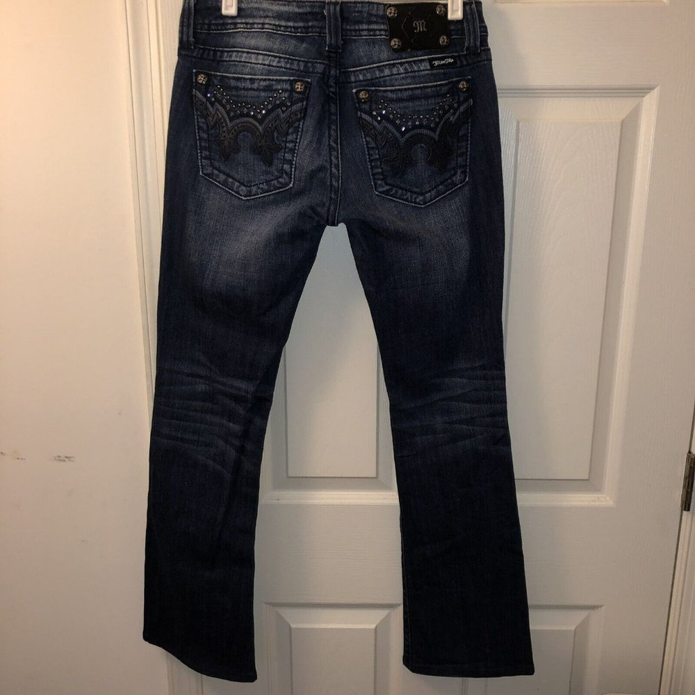 MISS ME Southern Gothic Rhinestones Boot Leg Cut Bootcut Denim Jeans 28